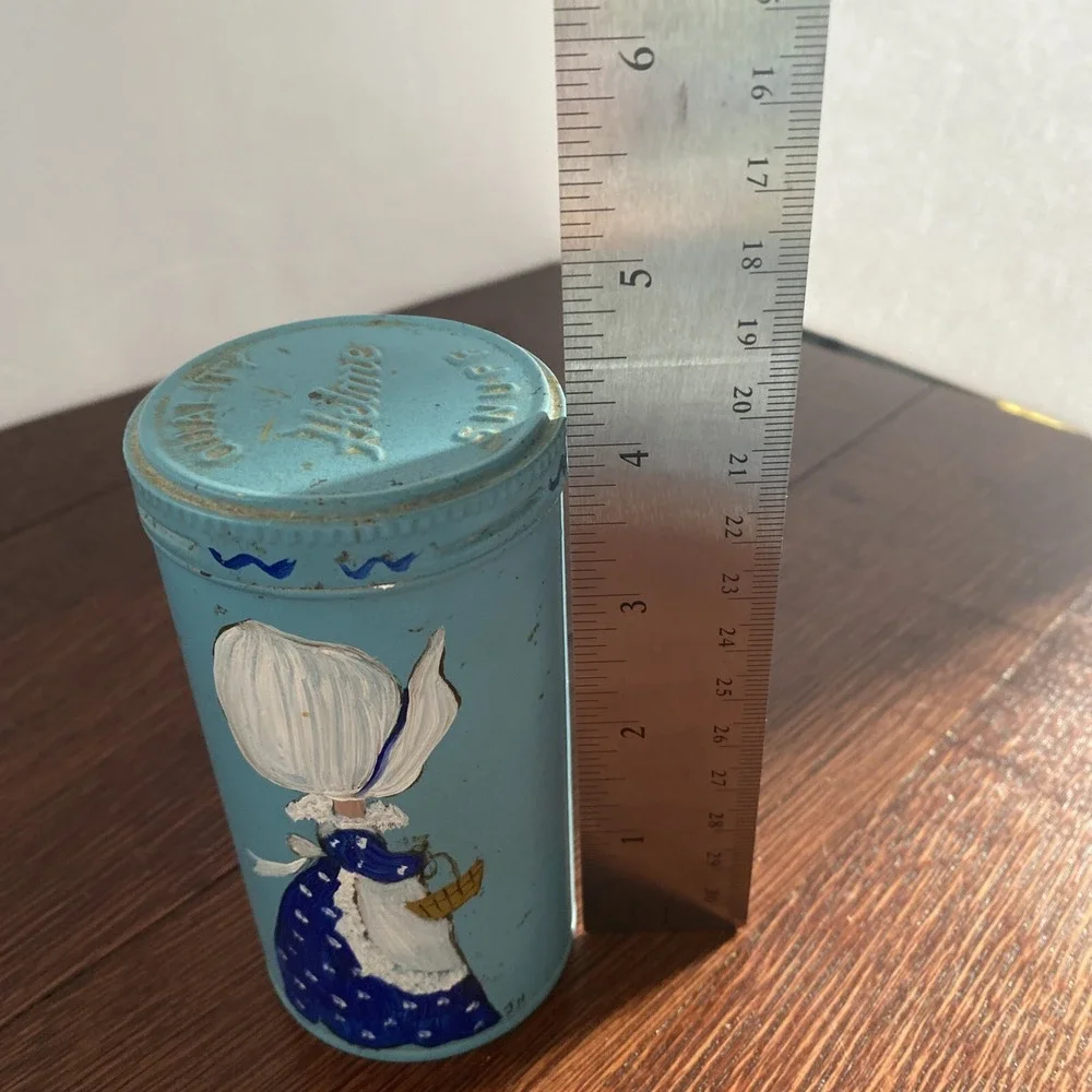 Vintage Tobacco Helme Quality Snuff  Tin Can Jars Painted‎ Holly Hobbie Blue-